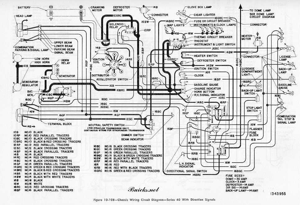 1951 Chassis Wiring Diagram - Series 40 With Direction Signals
