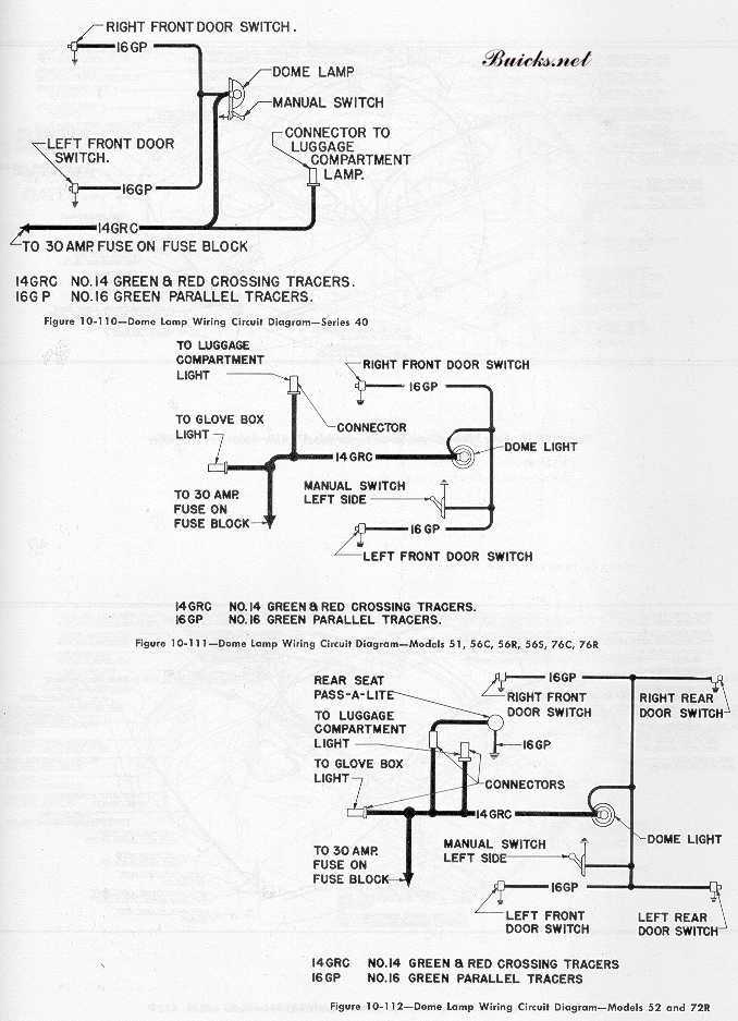 1951 Buick Dome Lamp Wiring Diagram - Models 52 and 72R