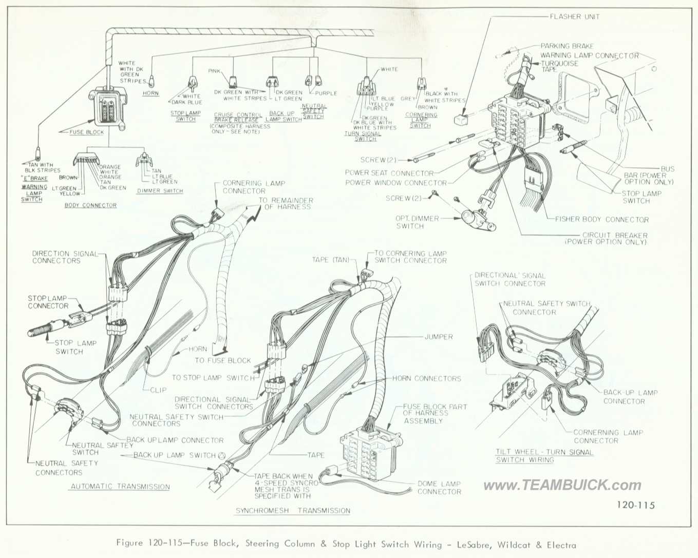 1966 Buick LeSabre, Wildcat, Electra, Fuse Block, Steering ... wiring diagram buick wildcat 