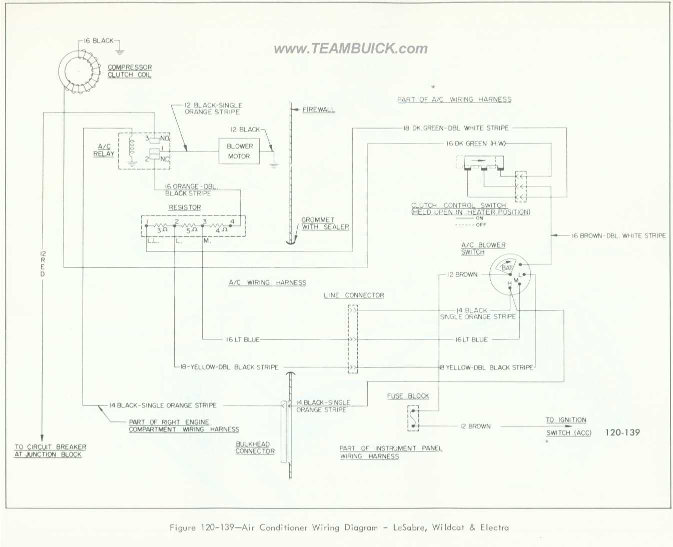 1966 Buick LeSabre, Wildcat, Electra, Air Conditioner Wiring Diagram