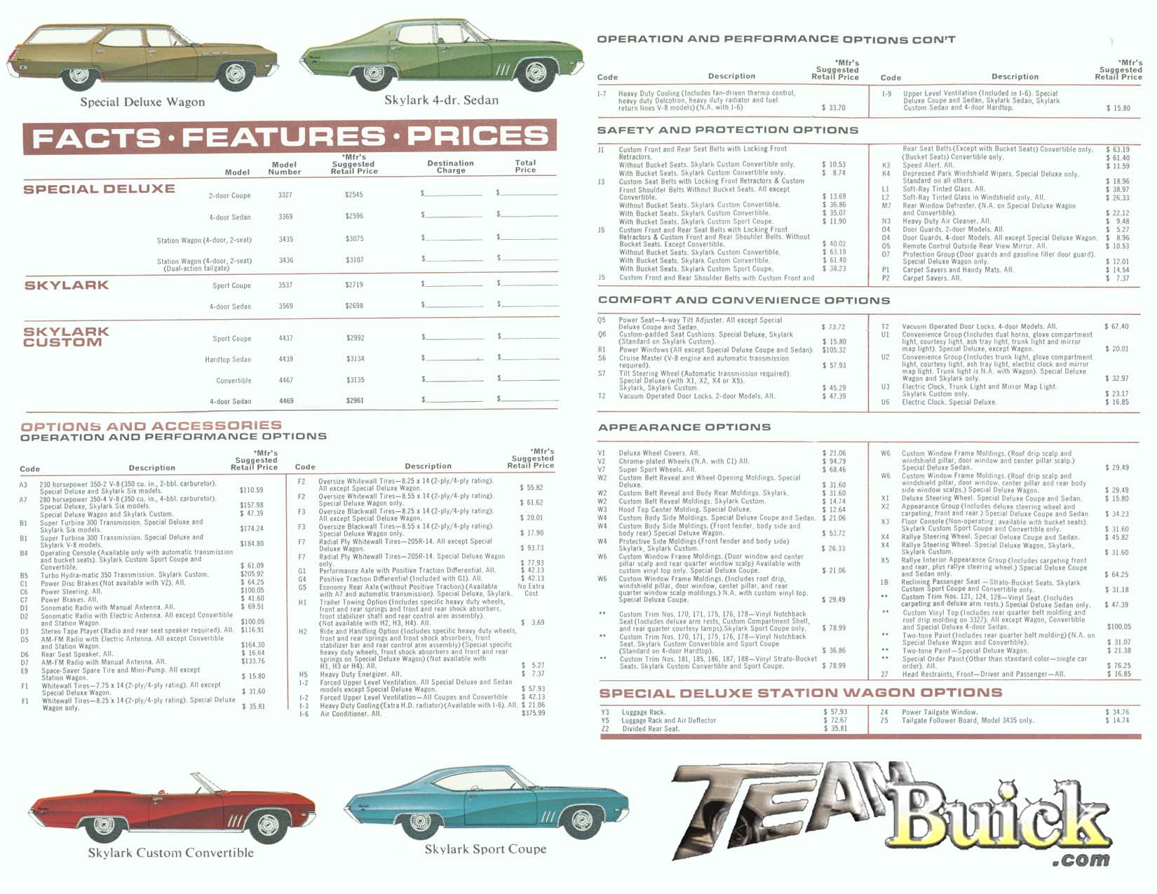 1969 Buick Custom Option Codes